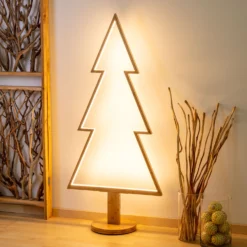 Abete in legno naturale, 145 cm, led bianco caldo, uso interno