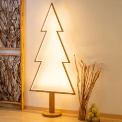 Abete in legno naturale, 170 cm, led bianco caldo, uso interno