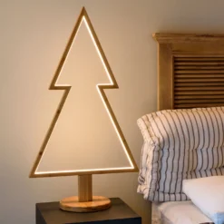 Abete in legno naturale, 90 cm, led bianco caldo, uso interno