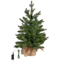 Albero Alpino con base Juta in finto pino, 60 cm, 90 miniled integrati bianco caldo