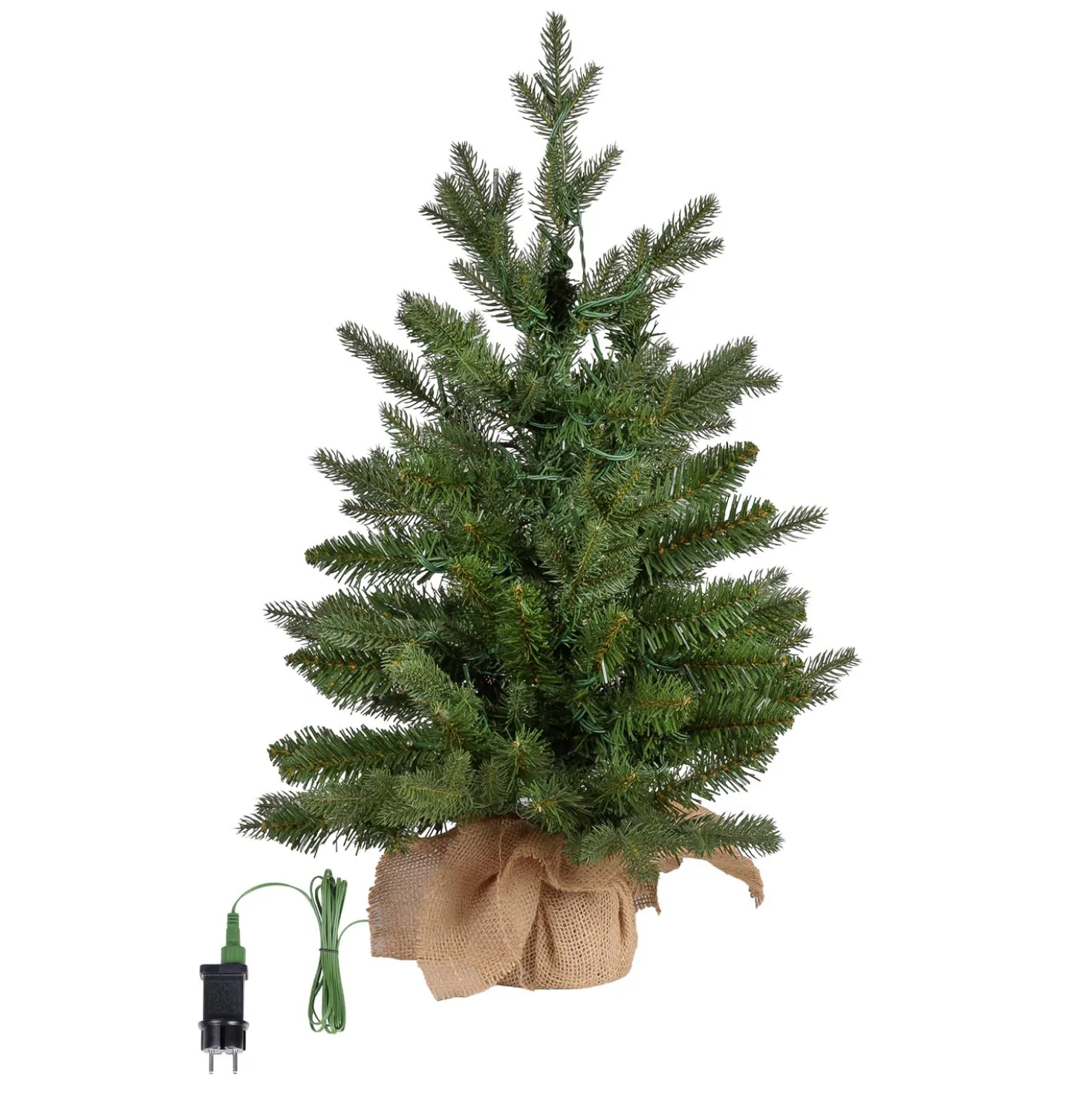 Albero Alpino con base Juta in finto pino, 60 cm, 90 miniled integrati bianco caldo
