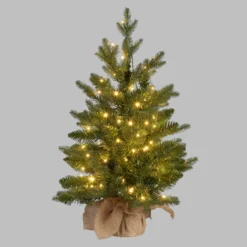 Albero Alpino con base Juta in finto pino, 60 cm, 90 miniled integrati bianco caldo