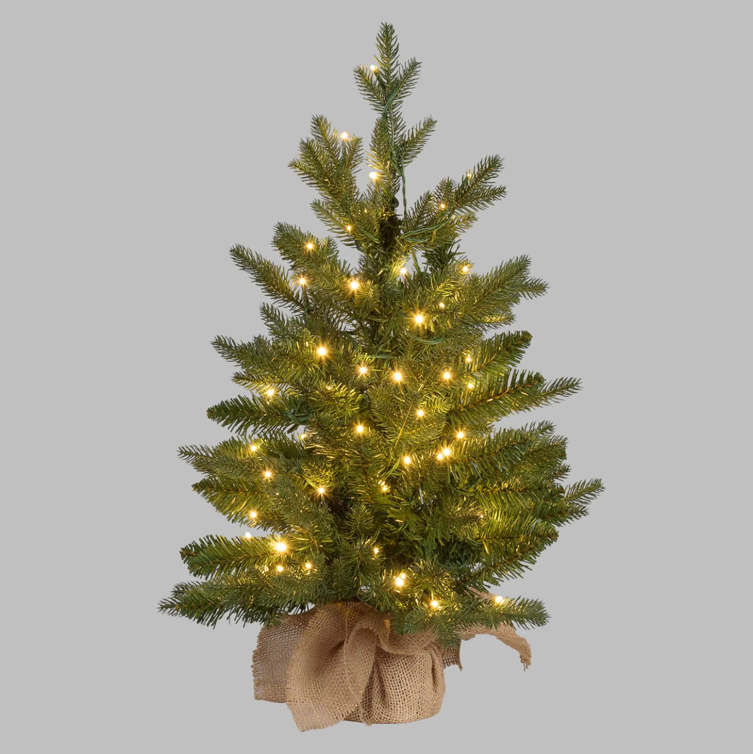 Albero Alpino con base Juta in finto pino, 60 cm, 90 miniled integrati bianco caldo