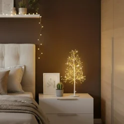 Albero Bianco RICCO h 0,45 m, 150 microled bianco caldo, uso interno