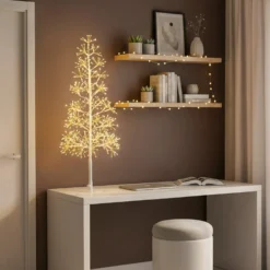 Albero Bianco RICCO h 0,90 m, 540 microled bianco caldo, uso interno
