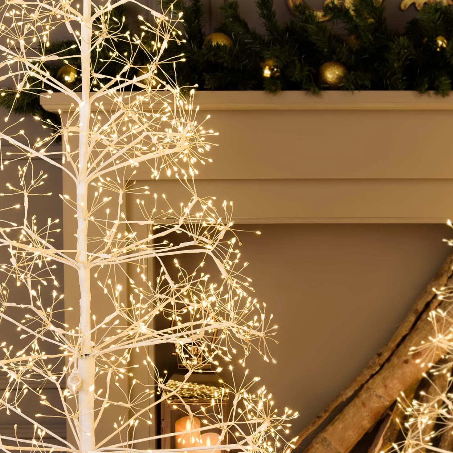 Albero Bianco RICCO, h 2,1 m, 3000 microled bianco caldo, uso interno
