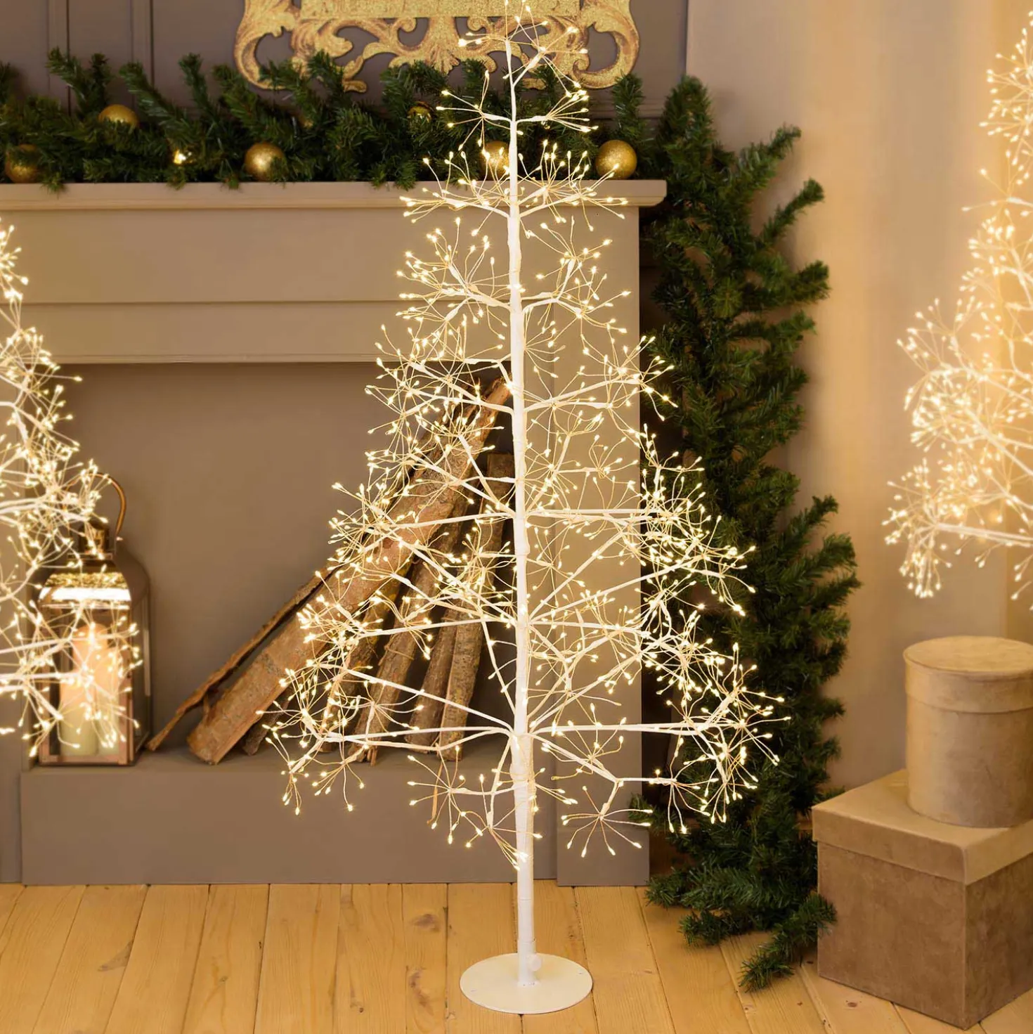 Albero Bianco RICCO, h 1,2 m, 1000 microled bianco caldo, uso interno