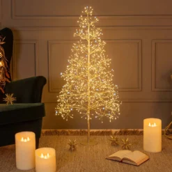 Albero Champagne RICCO, h 1,2 m, 1000 microled bianco caldo e bianco freddo, uso interno