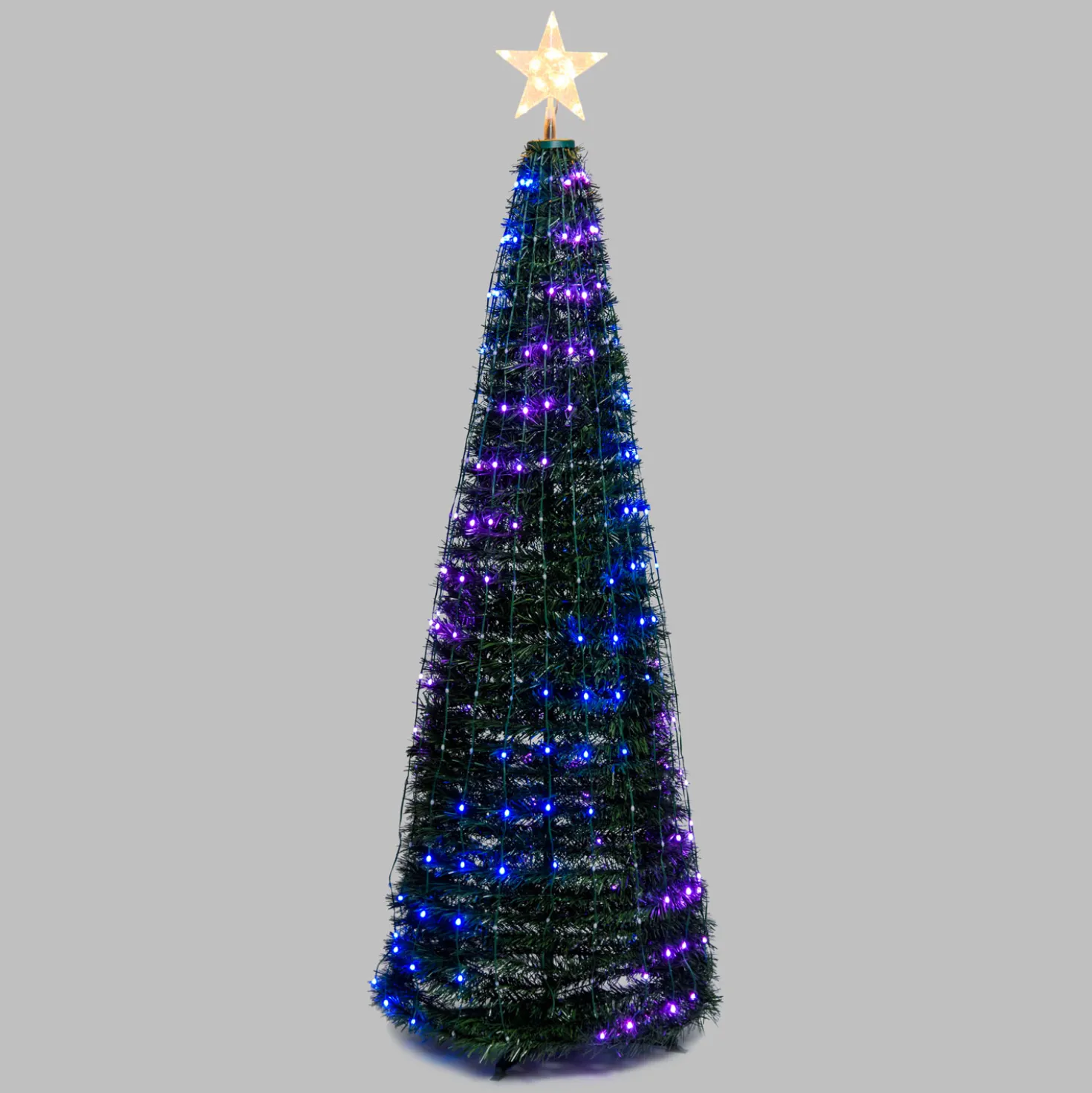 Albero conico ripiegabile h. 210 cm, Gocce di Luce led RGB