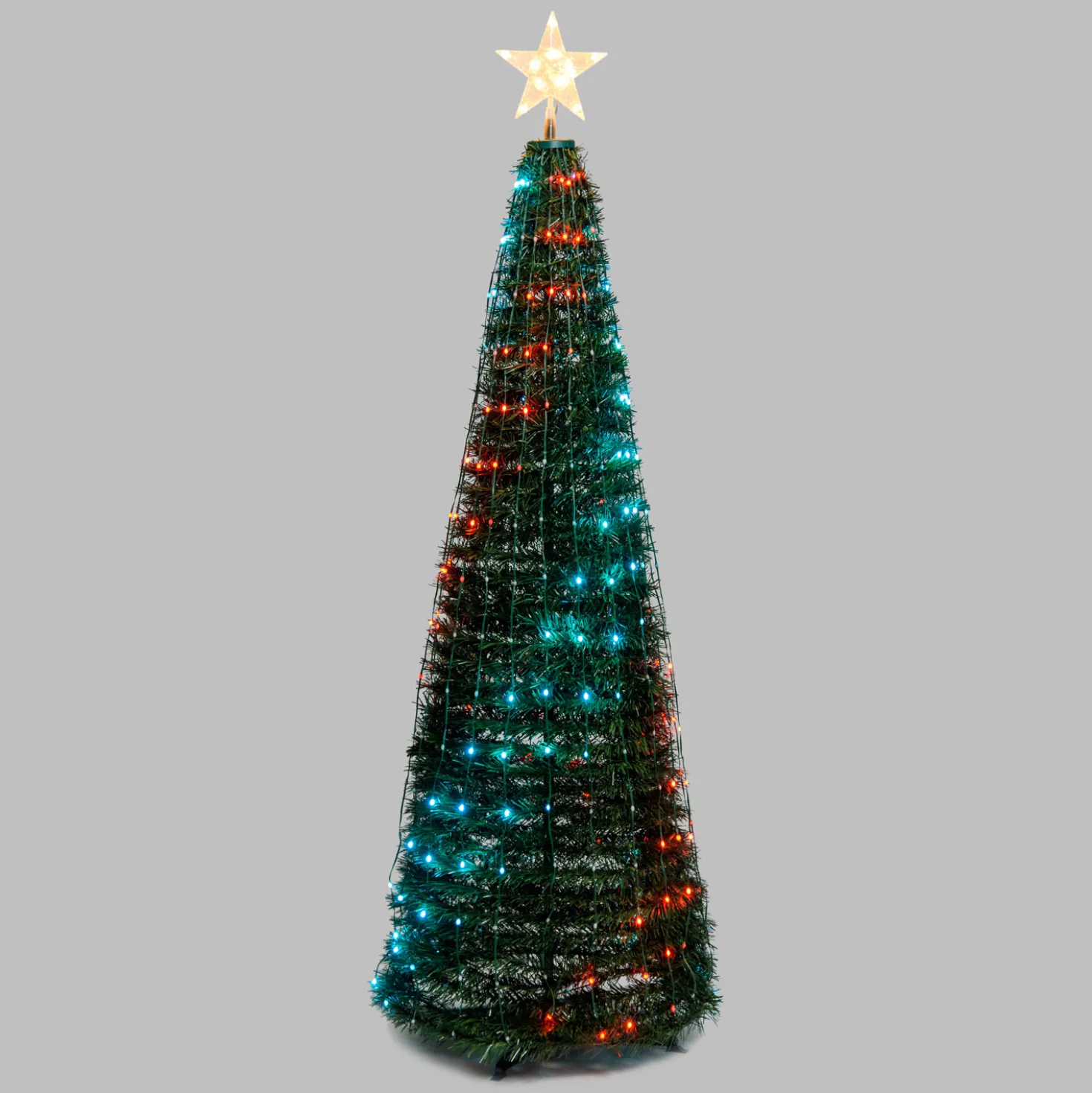 Albero conico ripiegabile h. 210 cm, Gocce di Luce led RGB