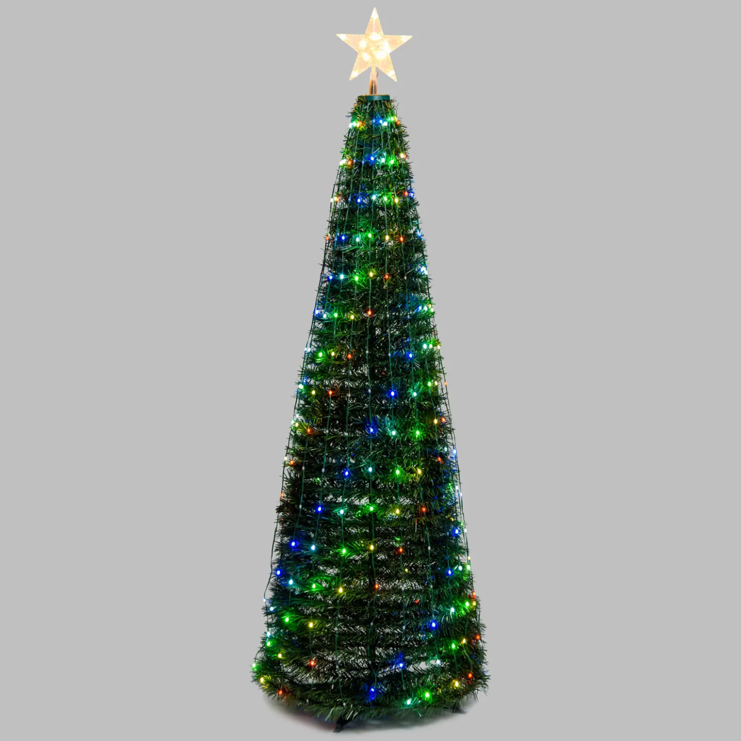 Albero conico ripiegabile h. 210 cm, Gocce di Luce led RGB