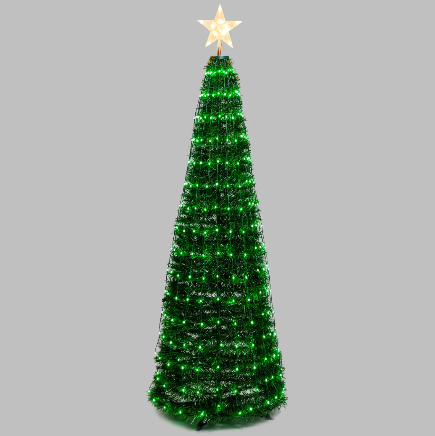 Albero conico ripiegabile h. 210 cm, Gocce di Luce led RGB