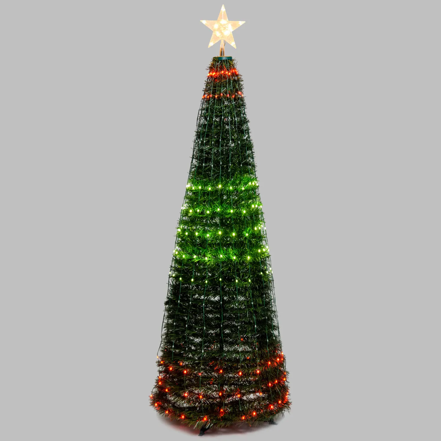 Albero conico ripiegabile h. 210 cm, Gocce di Luce led RGB