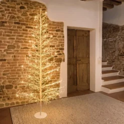 Albero Conico Tiglio bianco h 2,3 m, 2432 microled bianco caldo, uso interno