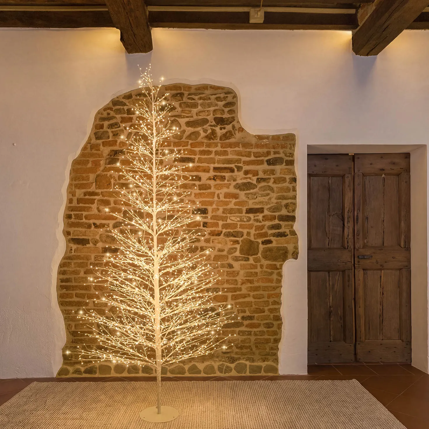 Albero Conico Tiglio bianco h 2,1 m, 1856 microled bianco caldo, uso interno