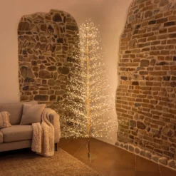 Albero Conico Tiglio oro rosa h 2,1 m, 1856 microled bianco caldo, uso interno