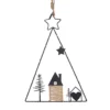 Albero di Natale a batteria da appendere, h 41 cm, metallo nero e MicroLED bianco caldo