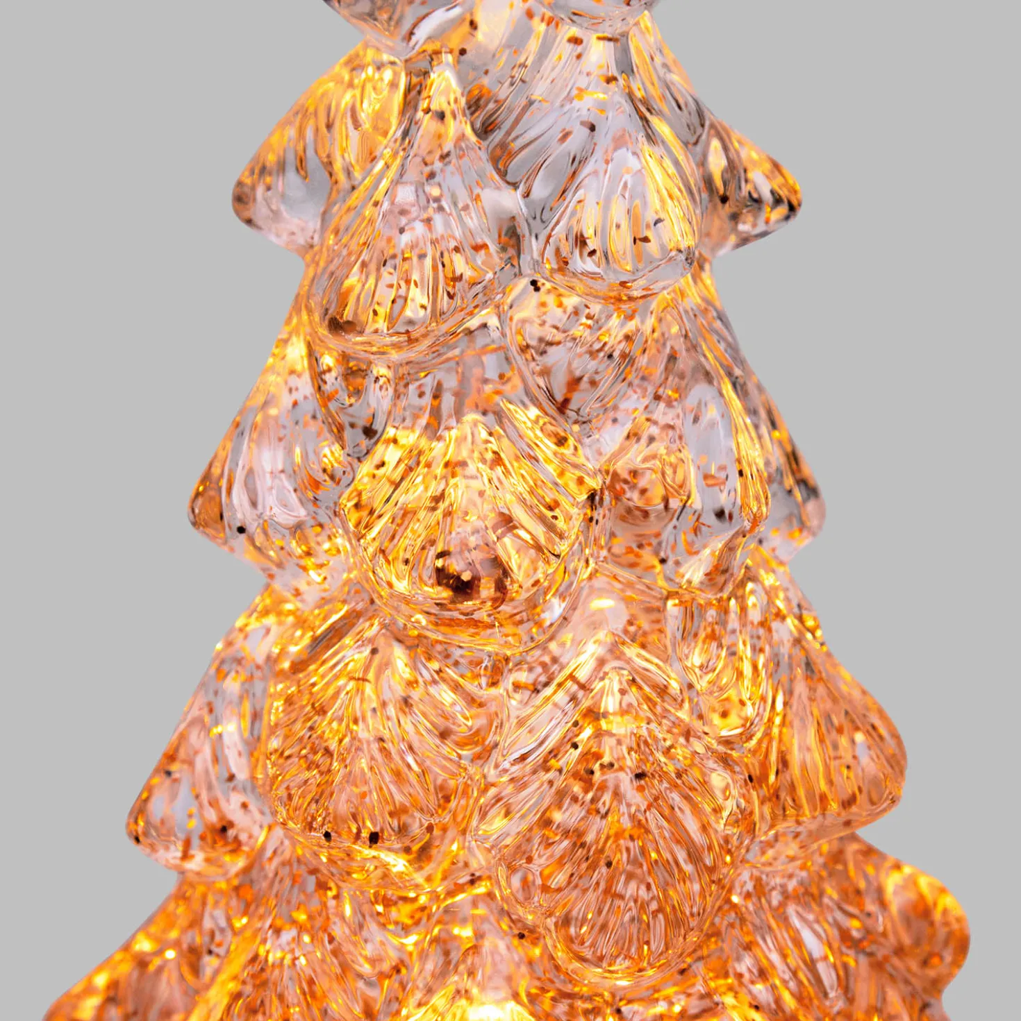 Albero di Natale con glitter scintillante a batteria, h 32 cm, led bianco caldo