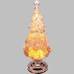 Albero di Natale con glitter scintillante a batteria, h 32 cm, led bianco caldo
