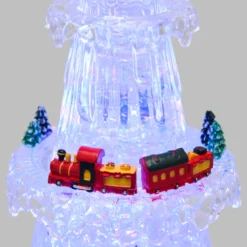 Albero di Natale Ghiaccio Acrilico con trenino, led RGB cambiacolore