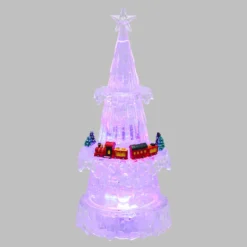 Albero di Natale Ghiaccio Acrilico con trenino, led RGB cambiacolore