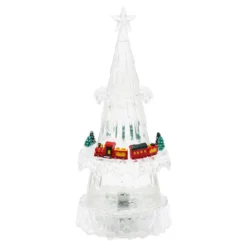 Albero di Natale Ghiaccio Acrilico con trenino, led RGB cambiacolore