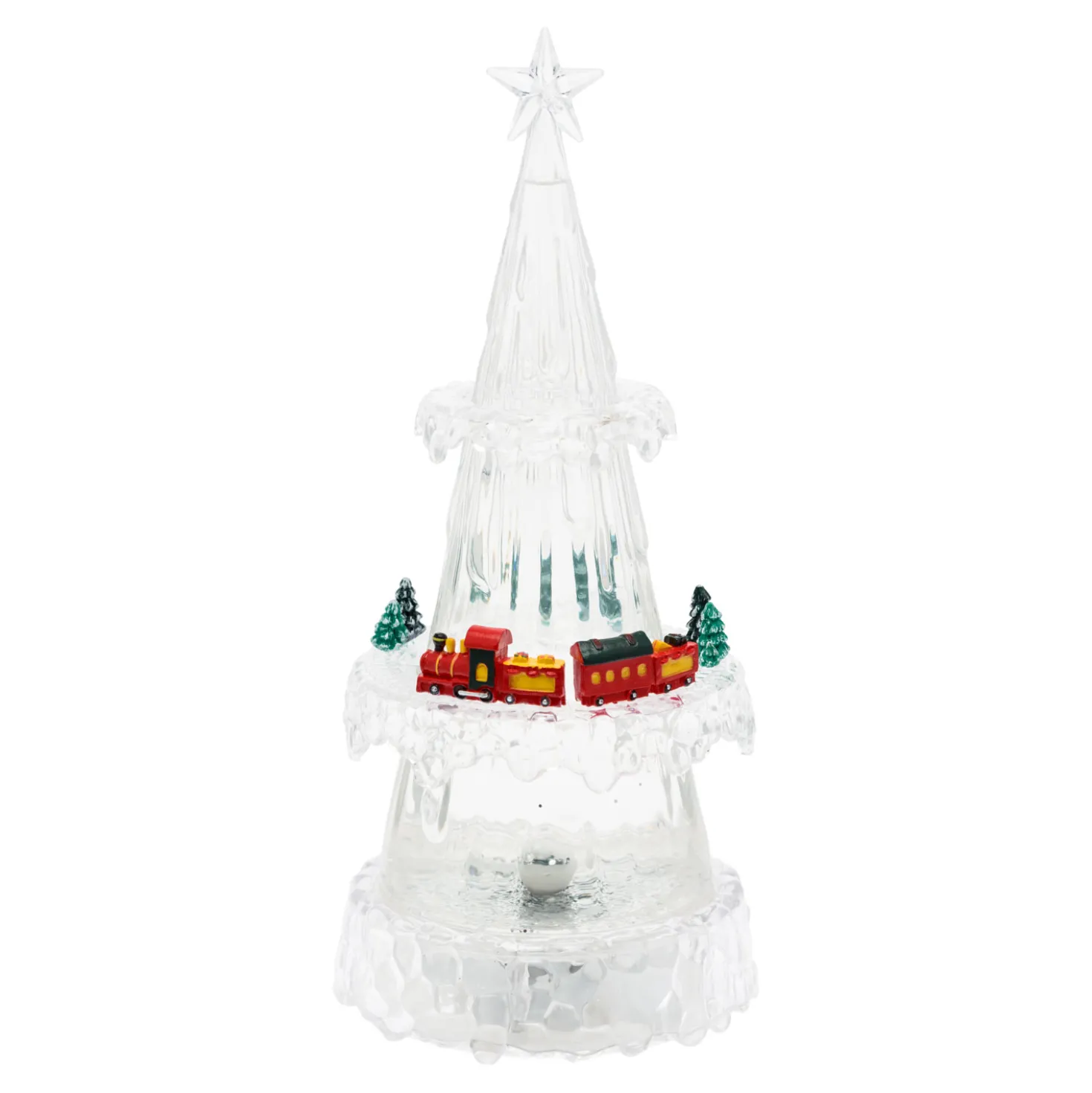 Albero di Natale Ghiaccio Acrilico con trenino, led RGB cambiacolore