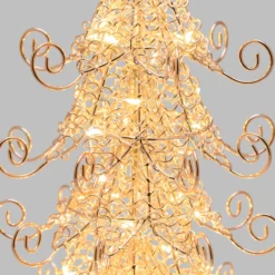 Albero di Natale in metallo rame, h 35 cm, MicroLED bianco caldo