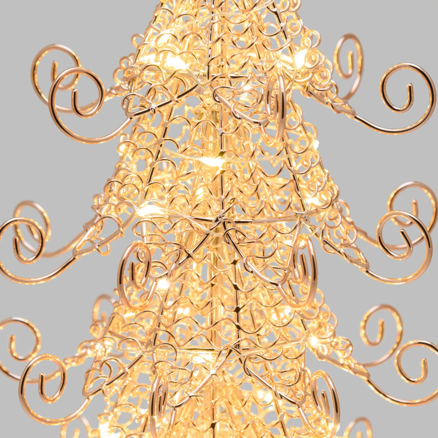 Albero di Natale in metallo rame, h 35 cm, MicroLED bianco caldo