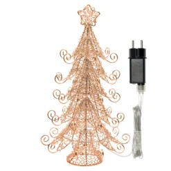 Albero di Natale in metallo rame, h 35 cm, MicroLED bianco caldo