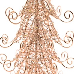 Albero di Natale in metallo rame, h 35 cm, MicroLED bianco caldo
