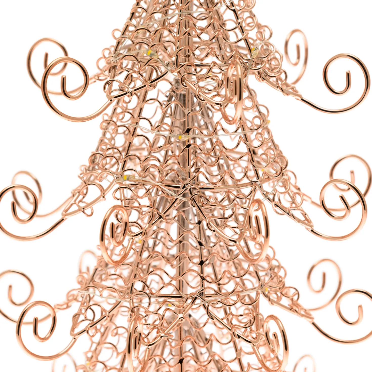 Albero di Natale in metallo rame, h 35 cm, MicroLED bianco caldo