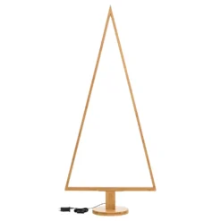 Albero di Natale triangolare in legno naturale, 170 cm, led bianco caldo, uso interno