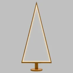 Albero di Natale triangolare in legno naturale, 170 cm, led bianco caldo, uso interno