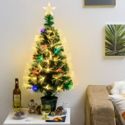 Albero fibre ottiche 100 cm, led bianco caldo e RGB