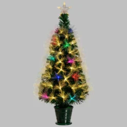 Albero fibre ottiche 100 cm, led bianco caldo e RGB