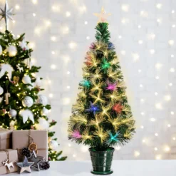 Albero fibre ottiche 100 cm, led bianco caldo e RGB