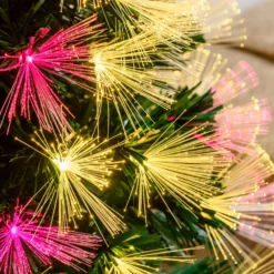 Albero fibre ottiche 100 cm, led bianco caldo e RGB