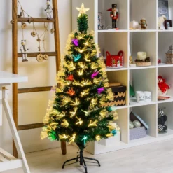 Albero fibre ottiche 130 cm, led bianco caldo e RGB
