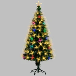Albero fibre ottiche 130 cm, led bianco caldo e RGB