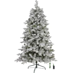 Albero Innevato in finto pino 180 cm, 360 led integrati bianco caldo