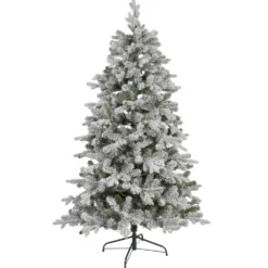 Albero Innevato in finto pino 180 cm, 360 led integrati bianco caldo