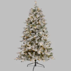 Albero Innevato in finto pino 180 cm, 360 led integrati bianco caldo