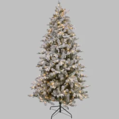 Albero Innevato in finto pino 210 cm, 500 led integrati bianco caldo