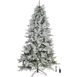 Albero Innevato in finto pino 240 cm, 710 led integrati bianco caldo