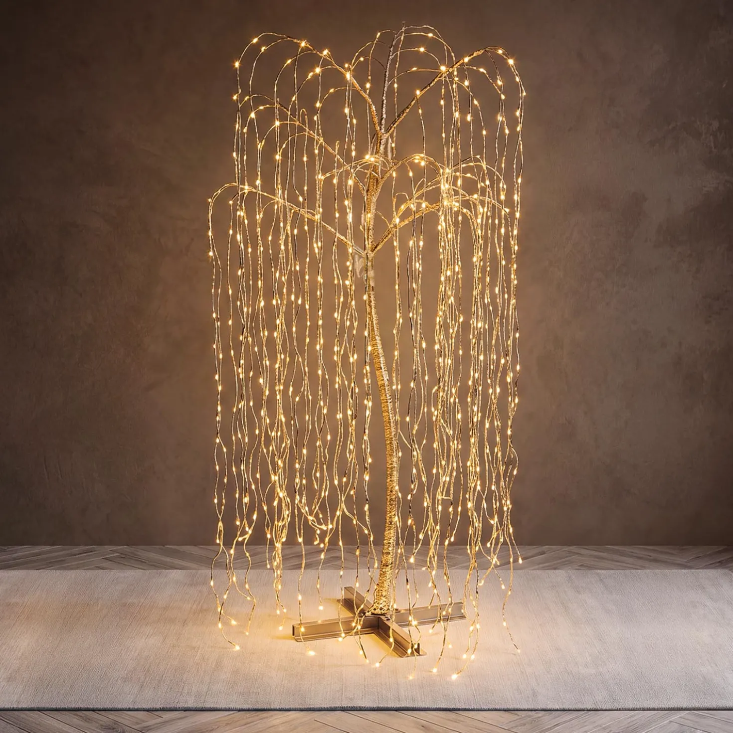 Albero luminoso salice piangente, 1024 led bianco caldo