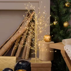 Albero luminoso Tiglio champagne 0,6 m, 160 microled bianco caldo et bianc freddo, uso interno