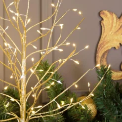 Albero luminoso Tiglio champagne 0,6 m, 160 microled bianco caldo et bianc freddo, uso interno