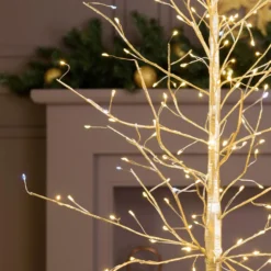 Albero luminoso Tiglio champagne 1,2 m, 330 microled bianco caldo e bianco freddo, uso interno