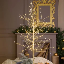 Albero luminoso Tiglio champagne 0,9 m, 240 microled bianco caldo e bianco freddo, uso interno
